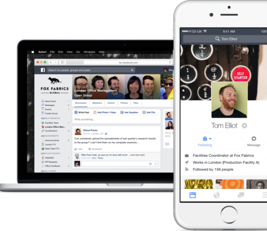 페이스북, 기업용 업무 협업 메신저 ‘앳 워크(At Work)’ 출시 예정